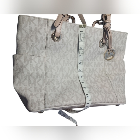 Michael Kors Jet Set Travel Shoulder Bag & Large Wallet Clutch Ivory Brown - Picture 14 of 16